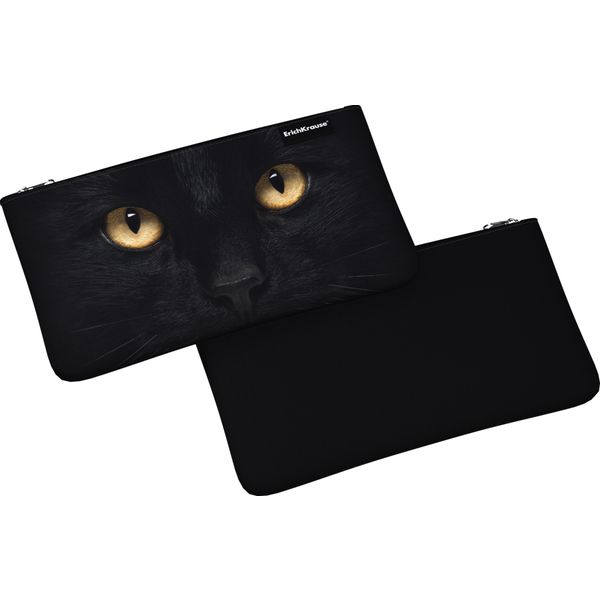 Пенал 1 отд., на молнии, 220*120 мм, текстиль, ErichKrause Light_Black Cat