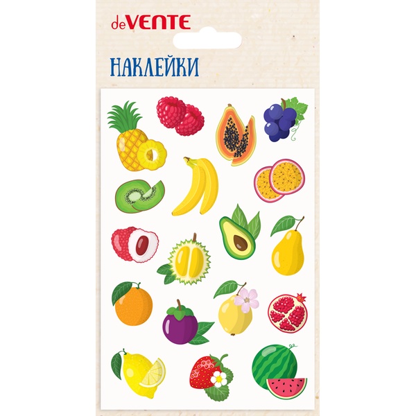 Наклейки для творчества deVENTE Fruits world, карточка 100*150 мм, объемные