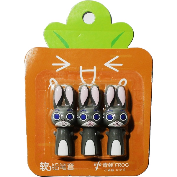 Колпачок фигурный для ручки или карандаша VIKEY Зайка, набор 3 шт. 