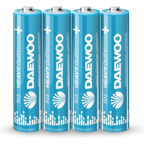 Батарейка солевая R03/AAA, 1.5 V, т/у, Daewoo Heavy Duty