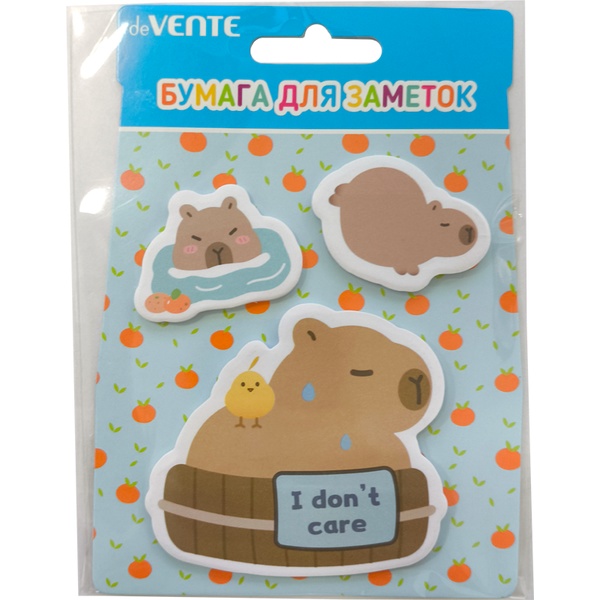 Бумага для заметок с клеевым краем, 40*40 мм,70*70 мм, 60 л, 80 г/м², deVENTE Capybara&Bath