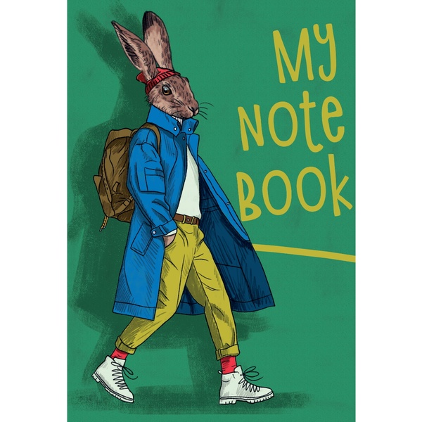 Блокнот на скобе А5, 40 л., клетка, 80 г/м², выб. лак, MyArt My notebook_Заяц Акция!