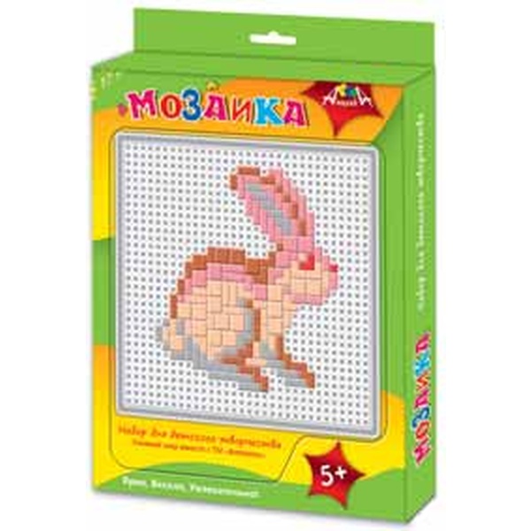 Тетрис-мозаика А5. АППЛИКА Заяц, пластик. эл-ты, пинцет, 5+   Акция!