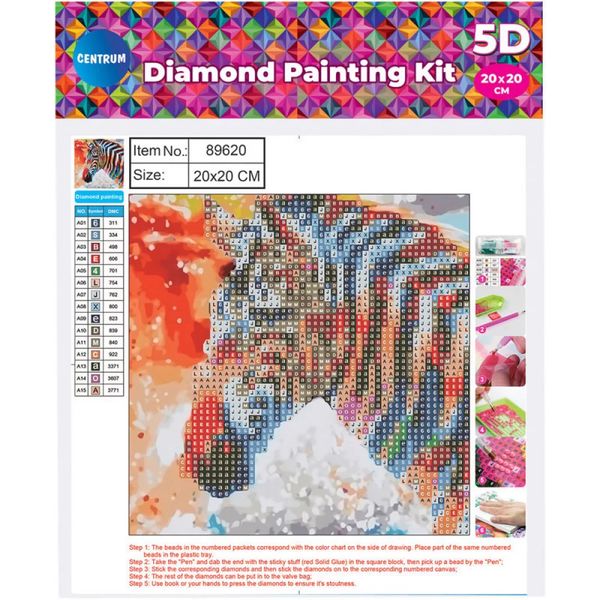 Алмазная живопись 20*20 см, холст, без подрамника, частич. заполн., Centrum 5D_Зебра   Акция!