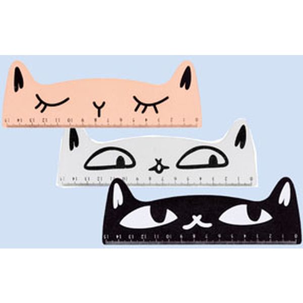Линейка 15 см, деревянная, фигурная, 3 дизайна, CENTRUM Кошки-мордашки Акция!