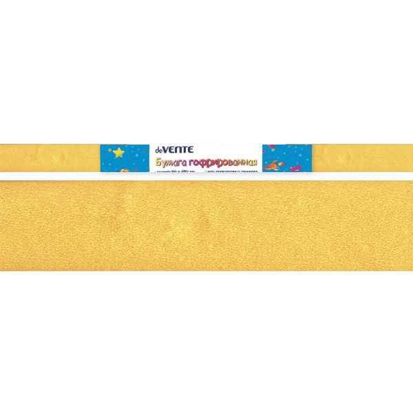 Бумага гофрированная (креповая), 50*250 см, 32 г/м², желтая, deVENTE    Акция!