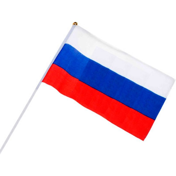 Флажок Российской Федерации (без герба), 40*60 см, 100% полиэф. шелк, со флагштоком Флажок Российской Федерации (без герба), 40*60 см, 100% полиэф. шелк, со флагштоком