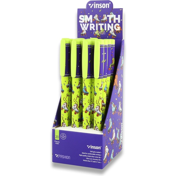 Ручка шариковая синяя, 0.7 мм "игла", круг. матовый корпус, VINSON А5 Ролики Акция!