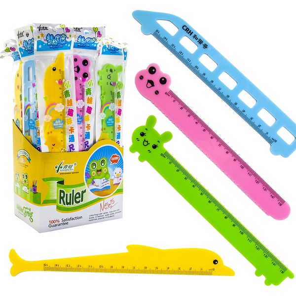 Линейка 15 см, пластиковая, непрозрачная, фигурная, ассорти 4 дизайна, Зверюшки   (акционный товар)