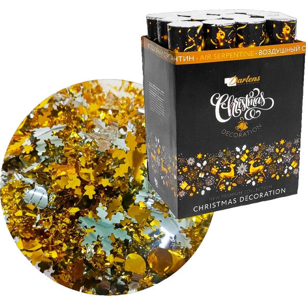 Хлопушка "CHRISTMAS" 30 см (голограф. конфетти серебро/золото) 1 шт.