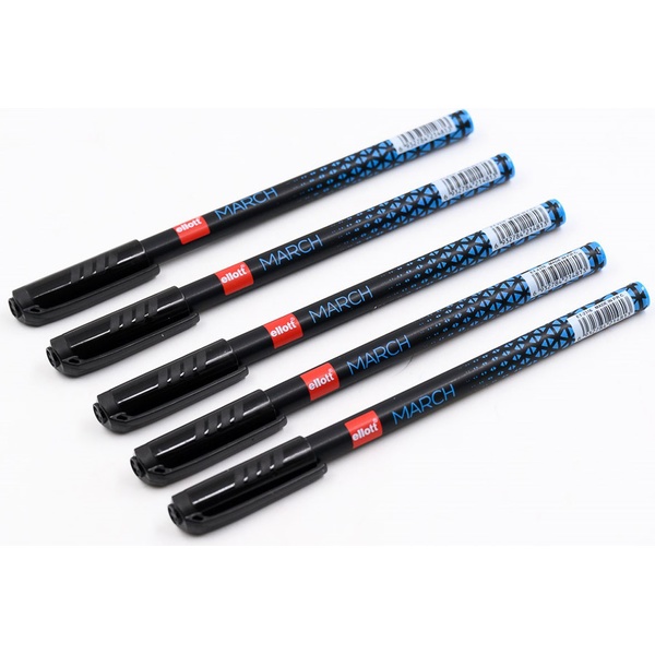 Ручка шариковая, синяя, 0.7 мм "игла", круг. корпус, цв. принт, ELLOTT March