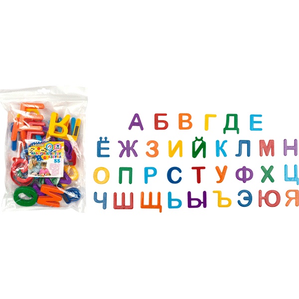 Магниты обучающие deVENTE. Азбука, 33 предмета, пластик, 7 цветов, в п/пакете