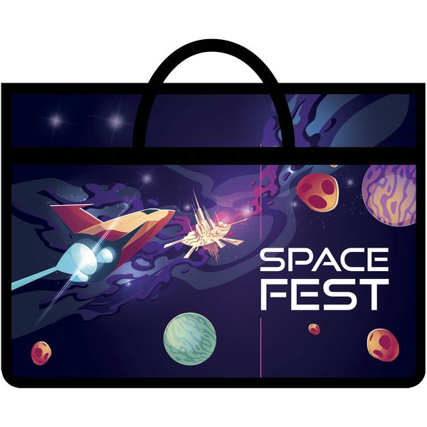 Папка художника, А3, пластиковая, с ручками, на молнии, ПЧЕЛКА Space fest