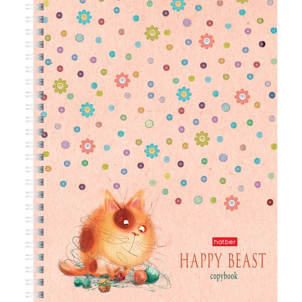 Тетрадь А5, клетка, 48 л., на гребне, 60 г/м², тисн., Hatber Счастливчики_4 дизайна