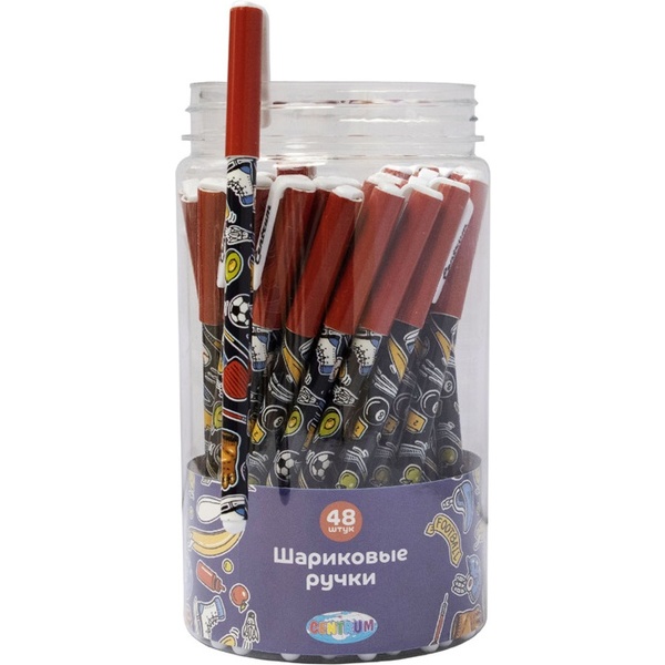 Ручка шариковая, синяя, Ø 0.7 мм, круг. корпус, принт, CENTRUM Спорт  