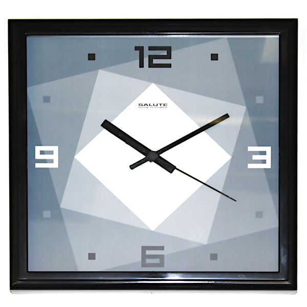 Часы настенные Салют "Стиль", квадратные, 280*40 мм, корпус пластик., серо-синий циферблат