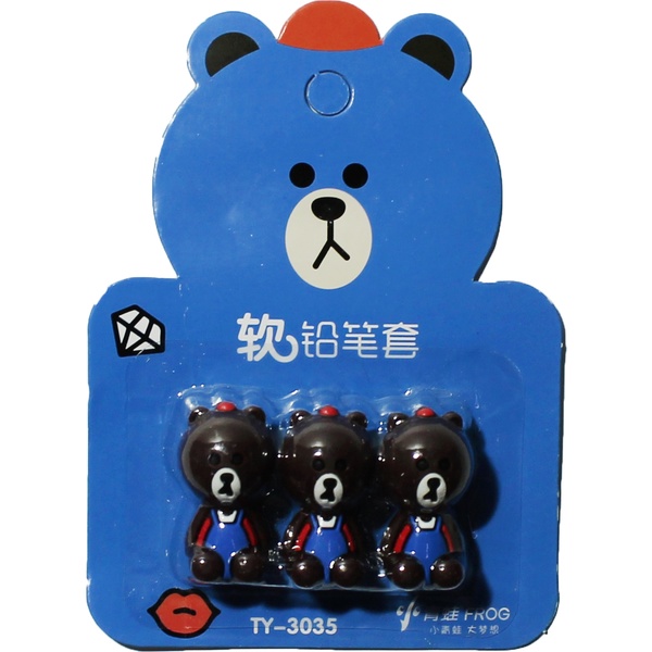 Колпачок фигурный для ручки или карандаша VIKEY Медвежонок, набор 3 шт.  Акция!