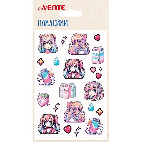 Паф-стикеры (объемные) deVENTE Anime girl, карточка 100*150 мм Паф-стикеры (объемные) deVENTE Anime girl, карточка 100*150 мм