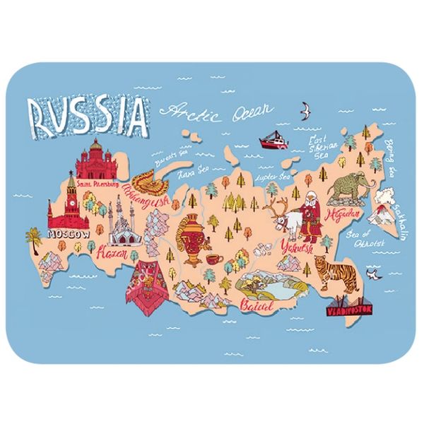 Покрытие настольное детское ПЧЕЛКА Карта России, 43*32 см, пластик