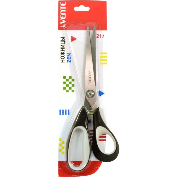 Ножницы 210 мм, эргономичные, прорезин. кольца, черно-серые, deVENTE Zen