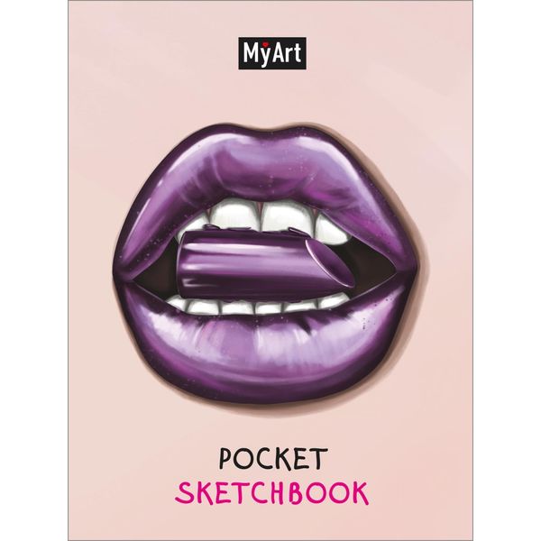 Скетчбук А6, тв. переплет, 48 л., бел. блок 100 г/м², резинка, MyArt Pocket_Губы Скетчбук А6, тв. переплет, 48 л., бел. блок 100 г/м², резинка, MyArt Pocket_Губы