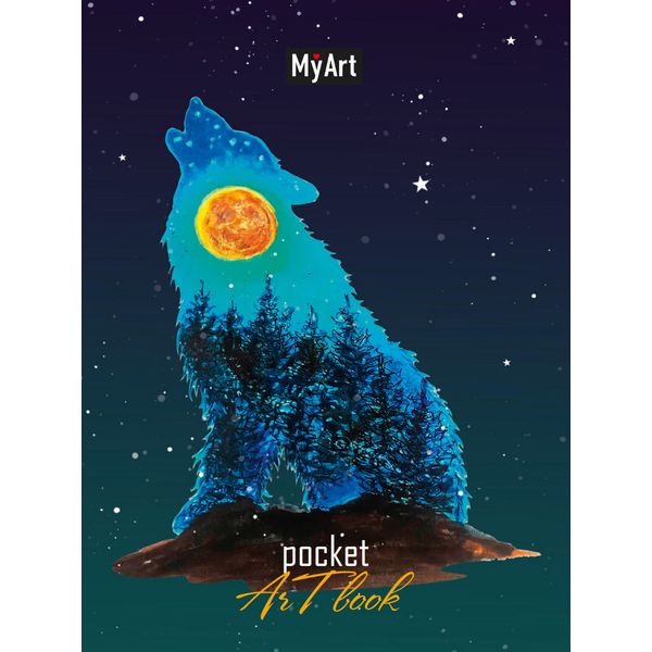 Скетчбук А6, на склейке, 80 л., бел. блок 100 г/м², MyArt Pocket ArtBook_Полнолуние   Акция