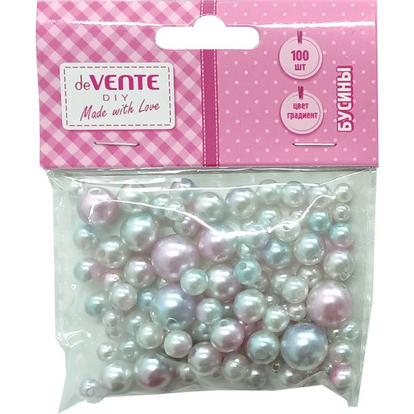 Бусины Ø6-14 мм, 100 шт., пластиковые, перламутровые, цв.: микс, deVENTE Sunshine (Ледяной рассвет)