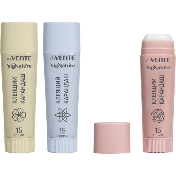 Клей-карандаш 15 г, PVP основа, вр. фикс. 2-3 мин., deVENTE sigNATURE_3 дизайна 