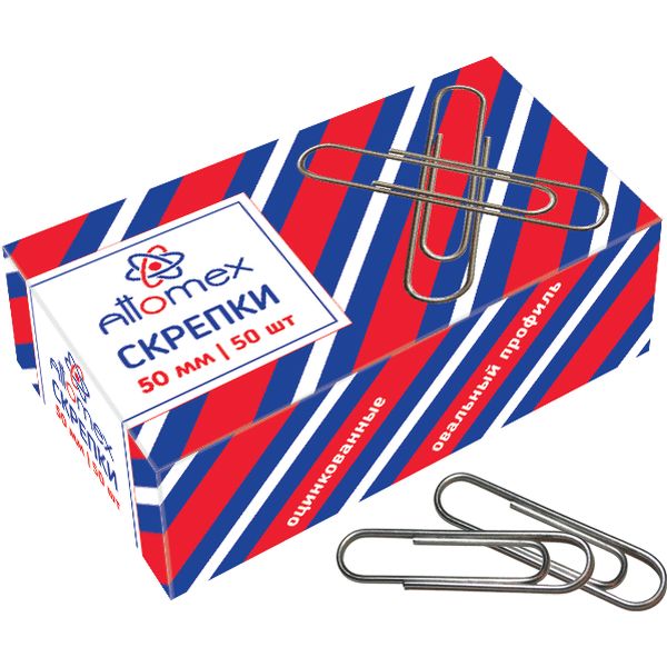 Скрепки 50 мм 50шт Attomex оцинкованные овальные