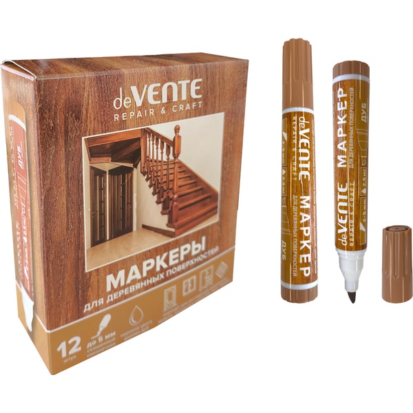 Маркер по дереву deVENTE Repair, цвет: дуб, н-к "клин", 1.0-5.0 мм, пласт. корпус