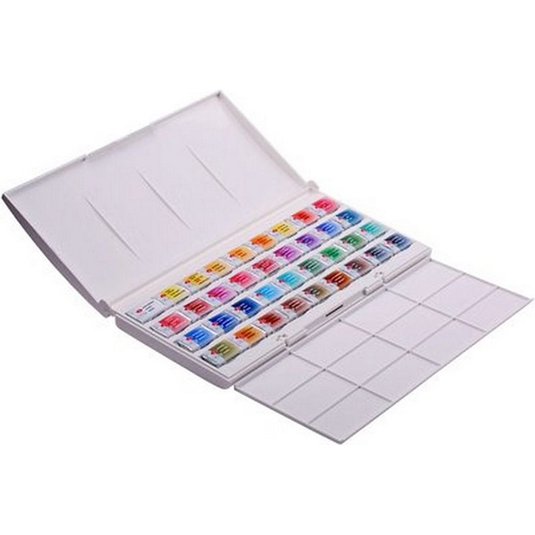 Краски акварельные художественные БЕЛЫЕ НОЧИ, 36 цветов, кювета 2.5 мл, пласт. пенал