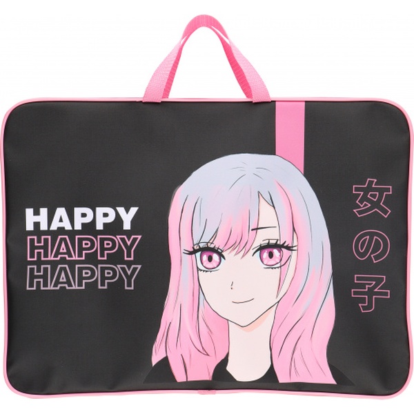 Папка художника, А3, текстильная, с ручками, молния вокруг, КОКОС Happy Anime  Акция!