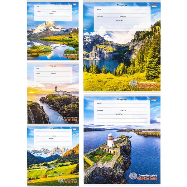 Тетрадь А5, клетка, 12 л., на скобе, 60 г/м², мел. бумага, Prof-Press Восхитительный вид-1_5 дизайнов