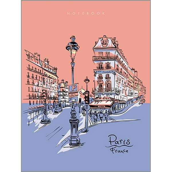 Блокнот в твердом переплете А6, 80 л., 60 г/м², линия (стилиз.), выб. блестки, PLANO Париж