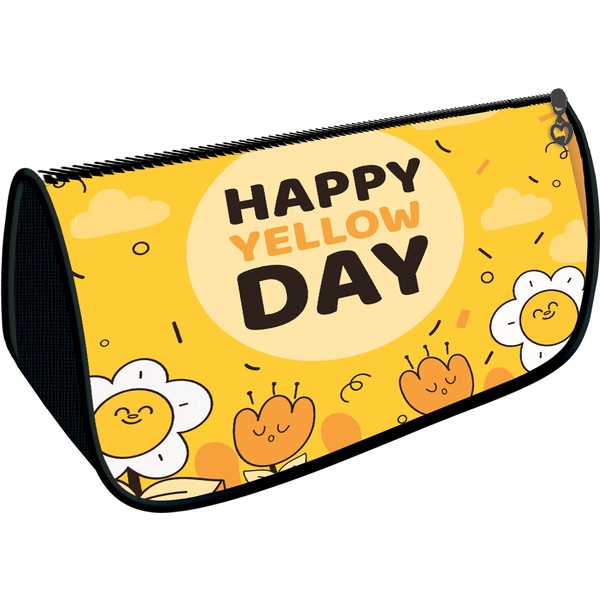 Пенал 1 отд., на молнии, 200*105*65 мм, текстиль, ПЧЕЛКА Happy yellow day