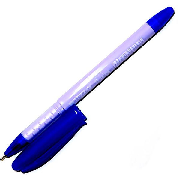 Ручка шариковая 0,7 мм синяя Tukzar, Oil pen, рифленый грип, лиловый с синим корпус
