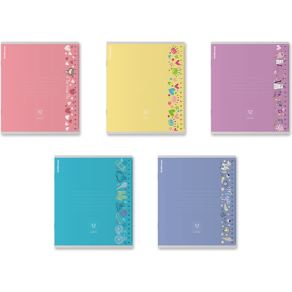 Тетрадь А5, клетка, 12 л., на скобе, 60 г/м², ErichKrause Ruler Magic_MIX-PACK