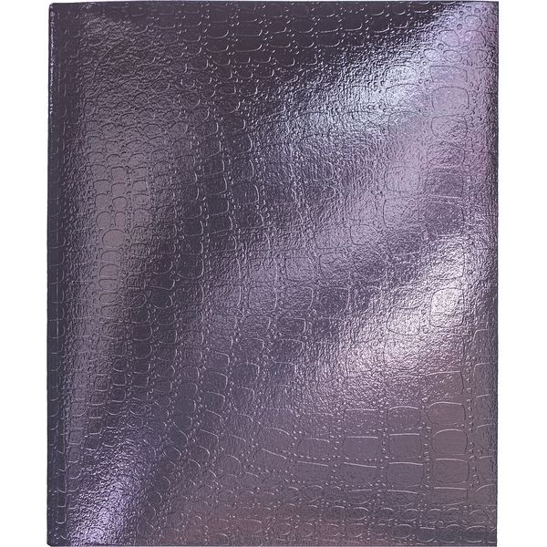 Тетрадь А5, 96 л., клетка, 65 г/м², на скобе, облож. бумвинил, тисн. "croco", Hatber Metallic_коричневая