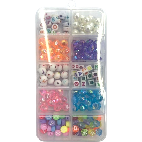 Бусины/Кубики-буквы, 6 мм, 110 г, пластиковые, 10 вариантов, deVENTE (п/контейнер)
