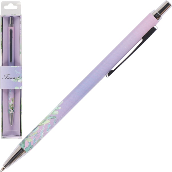 Ручка шариковая подарочная FIORENZO Весна, нажим. м-м, цв. корп.: принт/хром, 0.7 мм, синяя