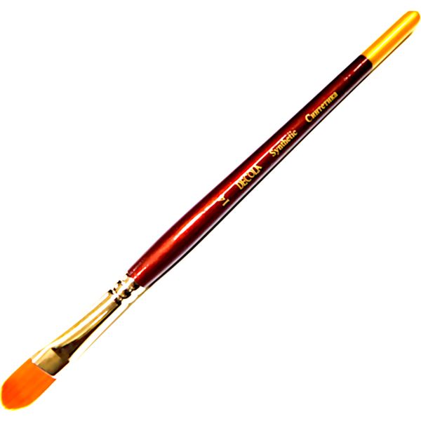 Кисть синтетика, №14, овальная, деревянная ручка "темная медь", DECOLA