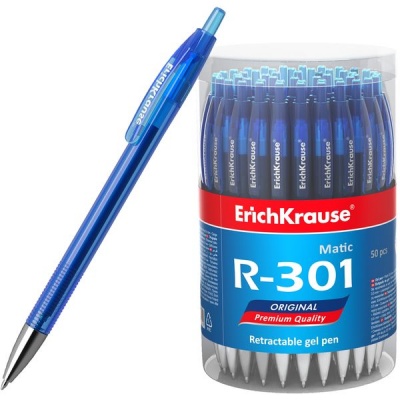 Ручка гелевая автомат., синяя, лин. 0.4 мм, ДП 500 м, риф. грип, ErichKrause R-301 Original Gel Matic Ручка гелевая автомат., синяя, лин. 0.4 мм, ДП 500 м, риф. грип, ErichKrause R-301 Original Gel Matic