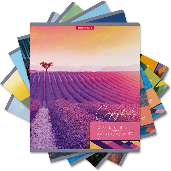 Тетрадь 48 л., клетка, 60 г/м², обл. мел. картон, глянц. лам., ErichKrause Colors of Nature_MIX-PACK Тетрадь 48 л., клетка, 60 г/м², обл. мел. картон, глянц. лам., ErichKrause Colors of Nature_MIX-PACK
