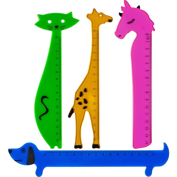 Линейка 15 см, пластиковая, фигурная, CENTRUM Animals_ассорти Акция!