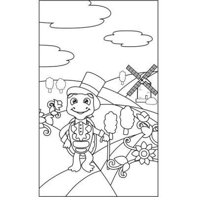 Холст на подрамнике грунтованный с эскизом, 15*25 см, 100% хлопок, м/зерно, ЦВЕТИК Черепашка Акция!