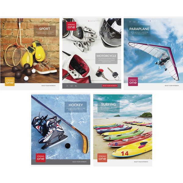 Тетрадь А5, клетка, 48 л., на скобе, 60 г/м², ArtSpace Увлечения. Strong one_5 дизайнов