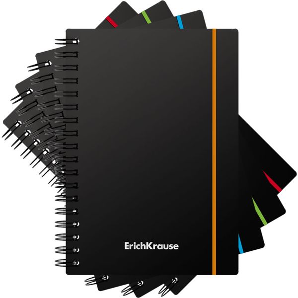 Блокнот на гребне А6, 80 л., клетка, 55 г/м², обл. арт-пластик, цв. резинка, ErichKrause Accent_4 дизайна