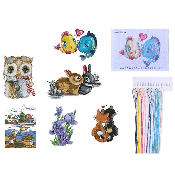 Набор для вышивания крестом. MAZARI Милые картинки_12 дизайнов, 20*29 см
