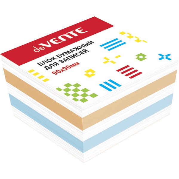 Бумага для заметок, 9*9*5 см, без склейки, 100 г/м², пастельная, 2 цвета + белая, deVENTE