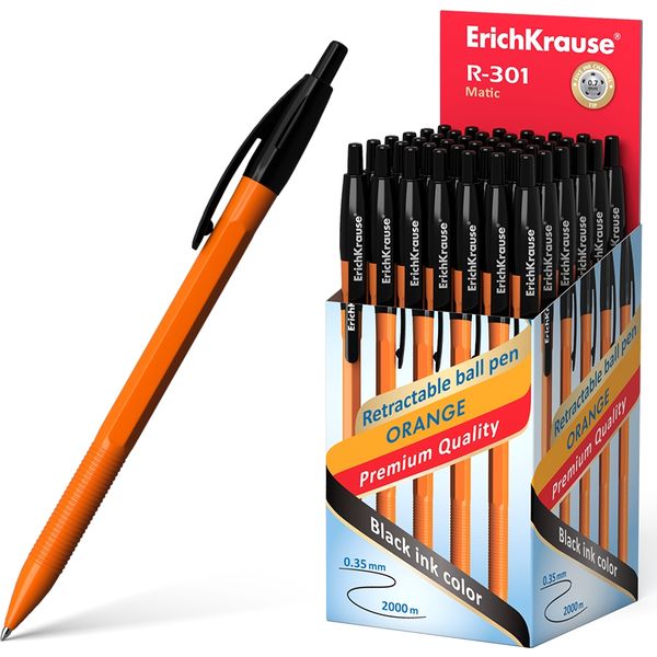Ручка шариковая автомат., черная, 0.7 мм, узел Standard, грип, ErichKrause R-301 Matic Orange Ручка шариковая автомат., черная, 0.7 мм, узел Standard, грип, ErichKrause R-301 Matic Orange